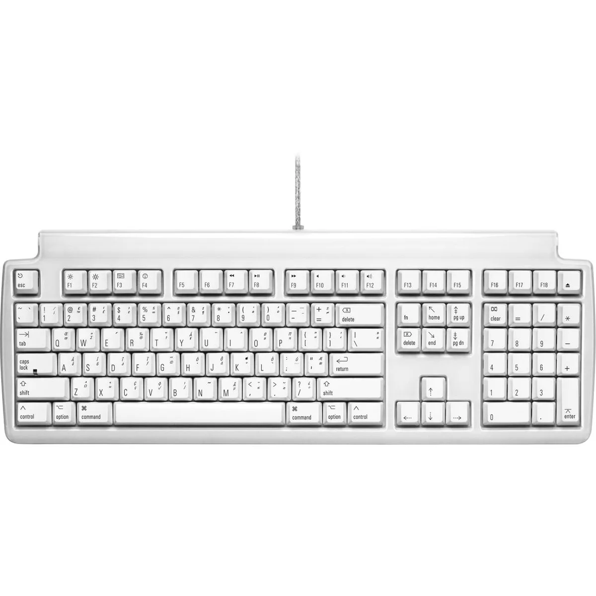 White mechanical keyboard with volume and eject keys
