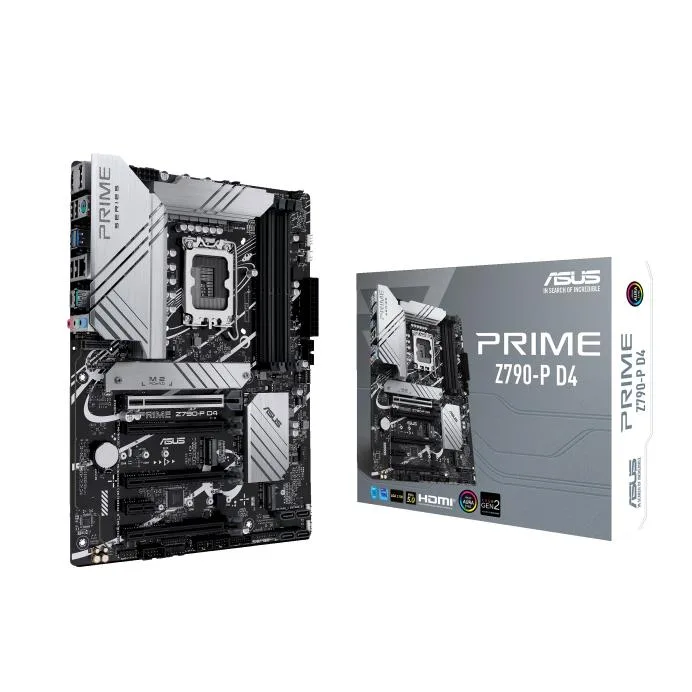 ATX motherboard with silver heatsinks and black PCB