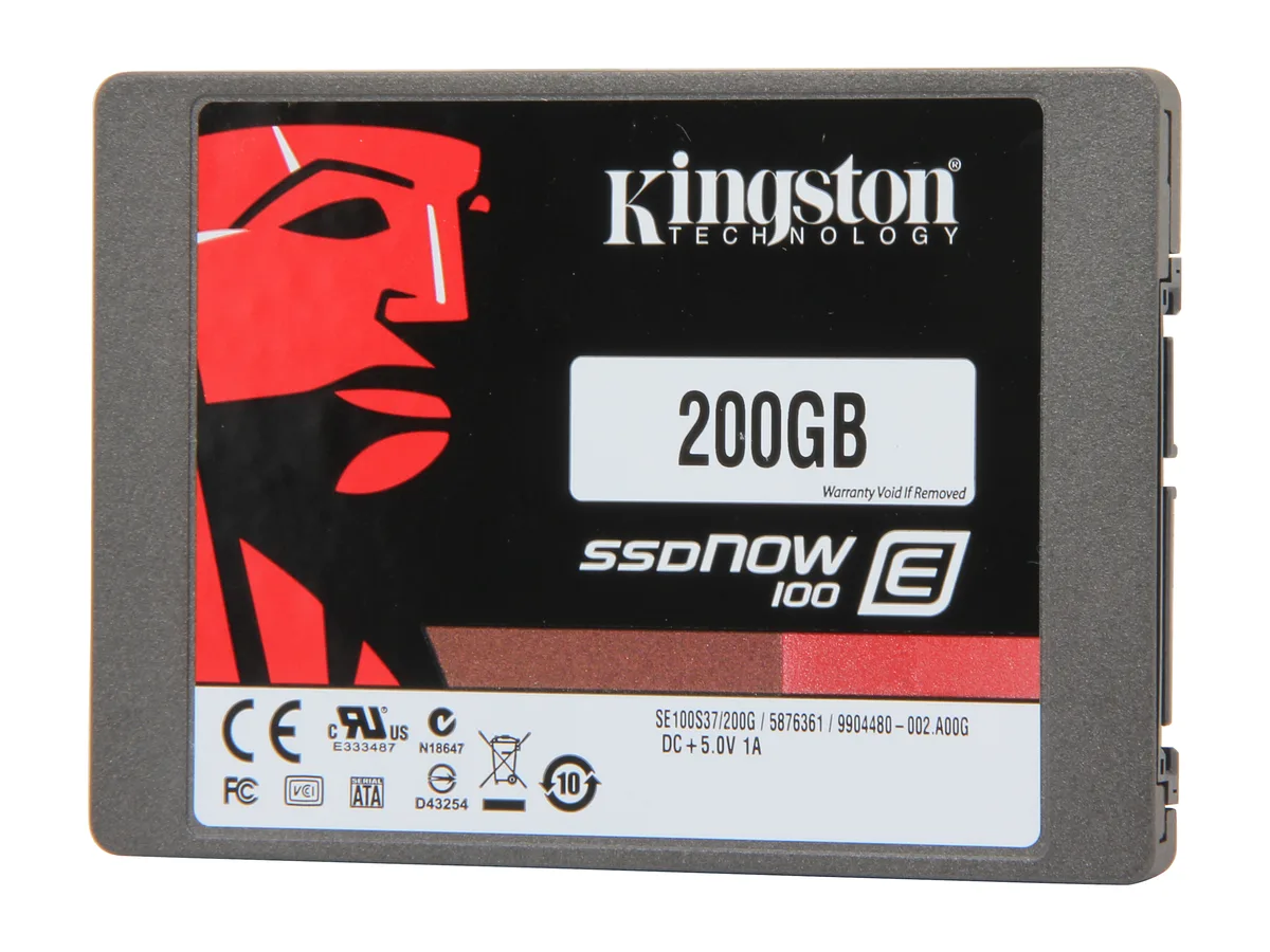 Rectangular 2.5 inch SATA SSD in black metal casing