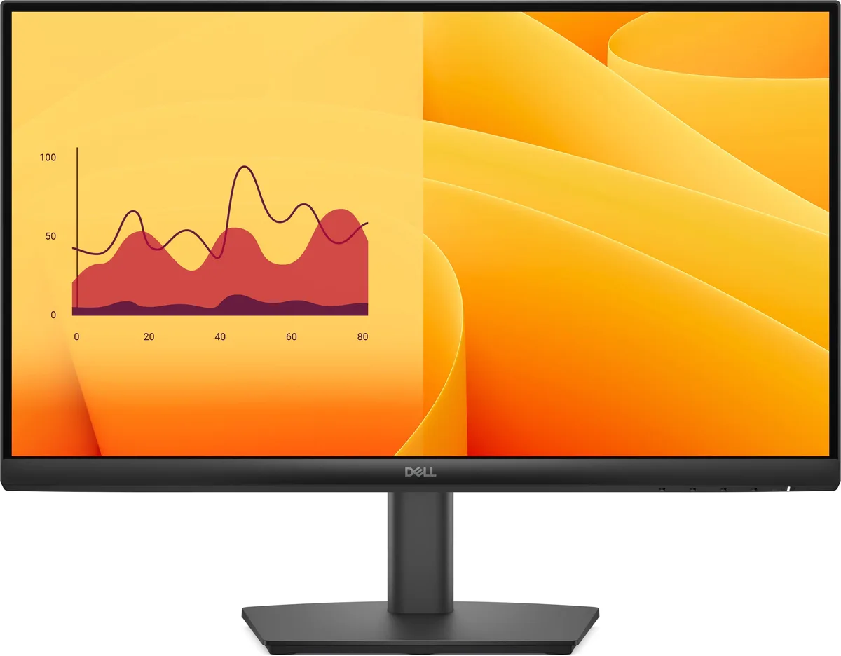 A black 22-inch Dell monitor with a matte screen and tilt-adjustable stand
