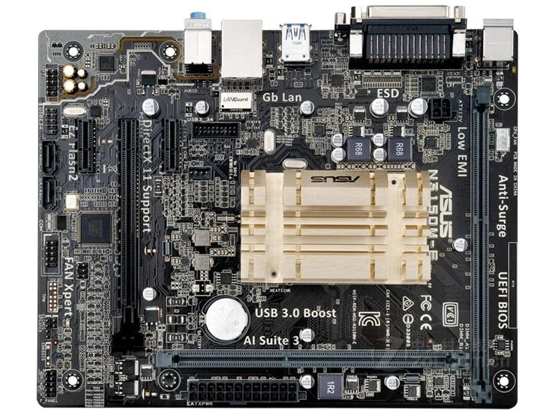 Green Micro ATX board with DDR3 slots and I/O shield