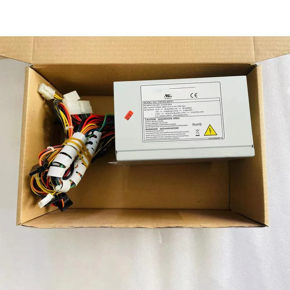 Rectangular ATX power supply unit in metal casing