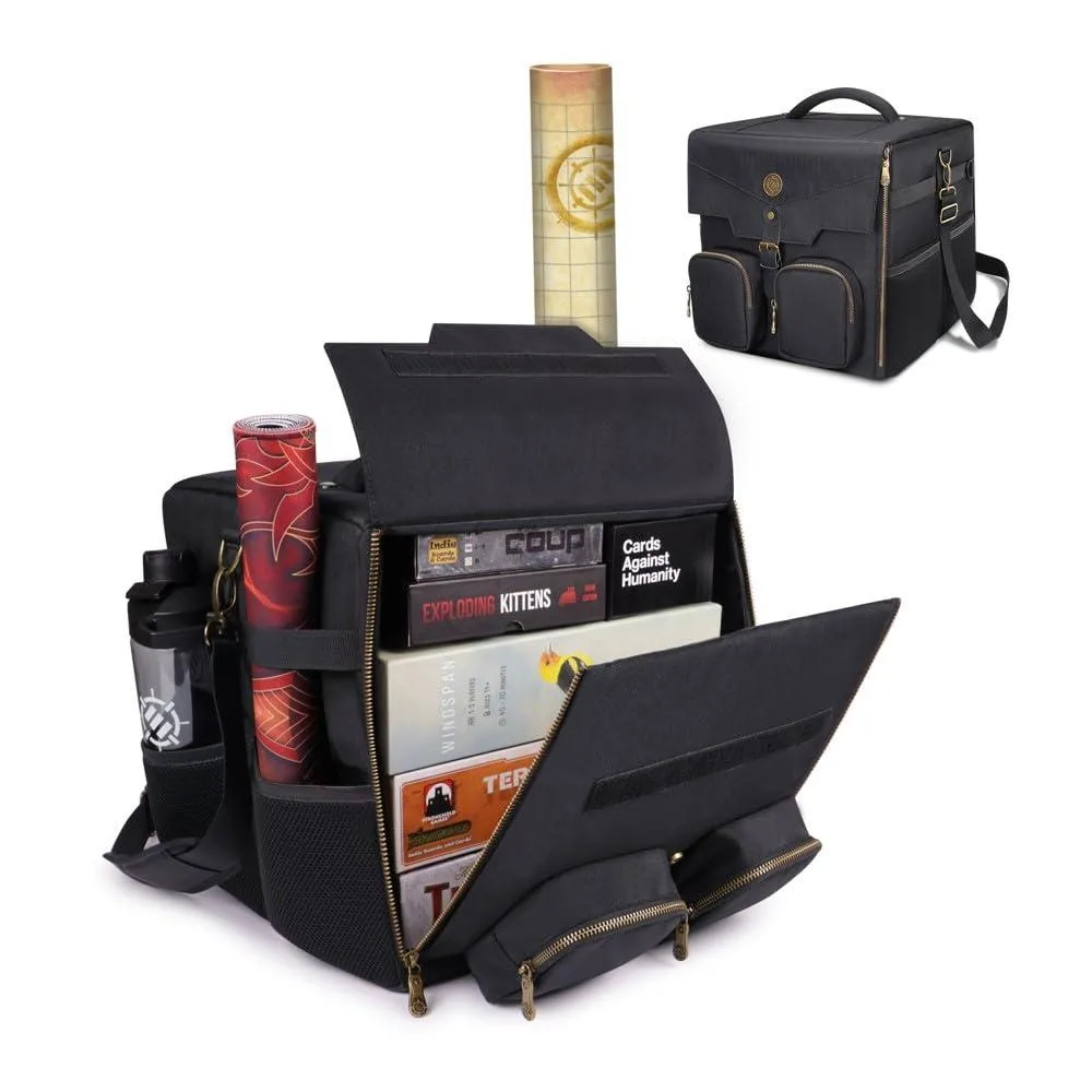 Black rectangular shoulder bag with padded shoulder strap and top carry handle