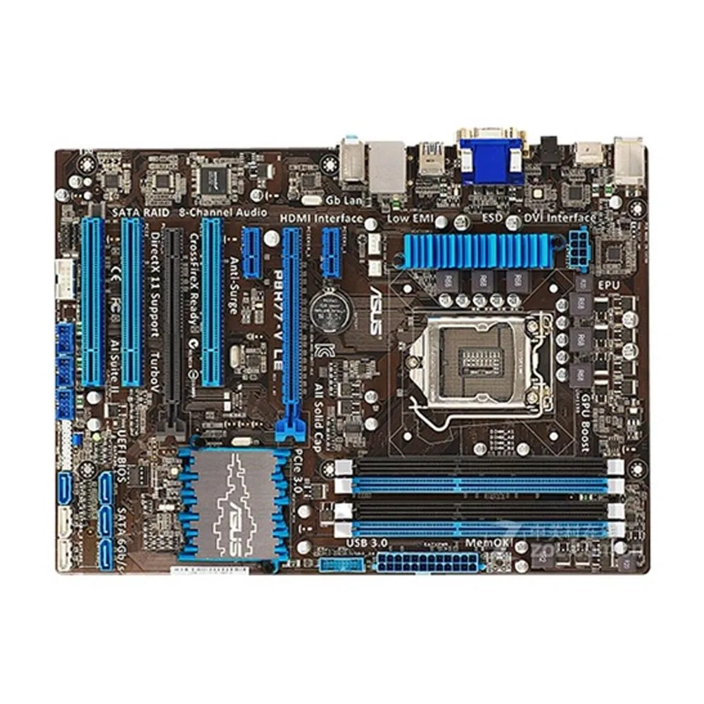 ATX motherboard with LGA 1155 socket and DDR3 slots