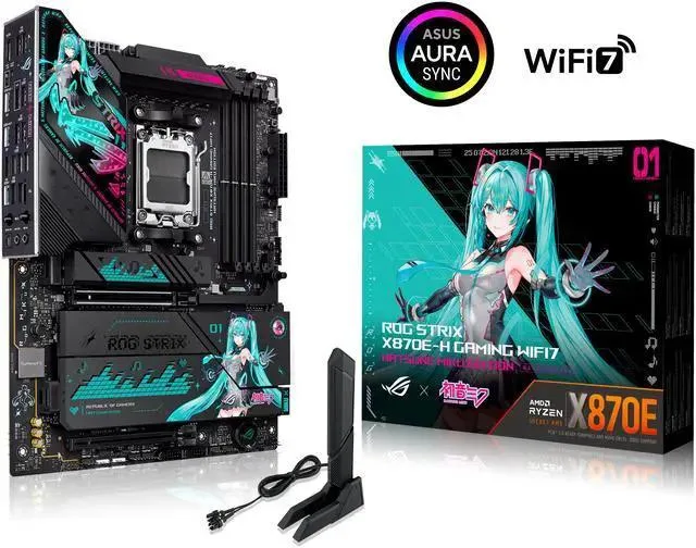 ASUS ASUS ROG STRIX X870E-H GAMING WIFI7 HATSUNE MIKU EDITION AMD motherboard — photo du produit