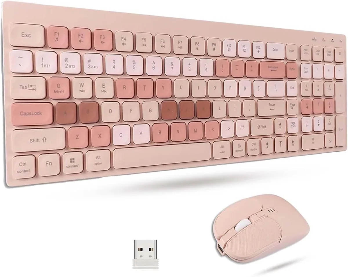 TUKO TUKO Wireless Keyboard & Mouse Combo Milk Tea 2.4G Bluetooth 13 Hotkeys 800-1200-1600 DPI — produktbild