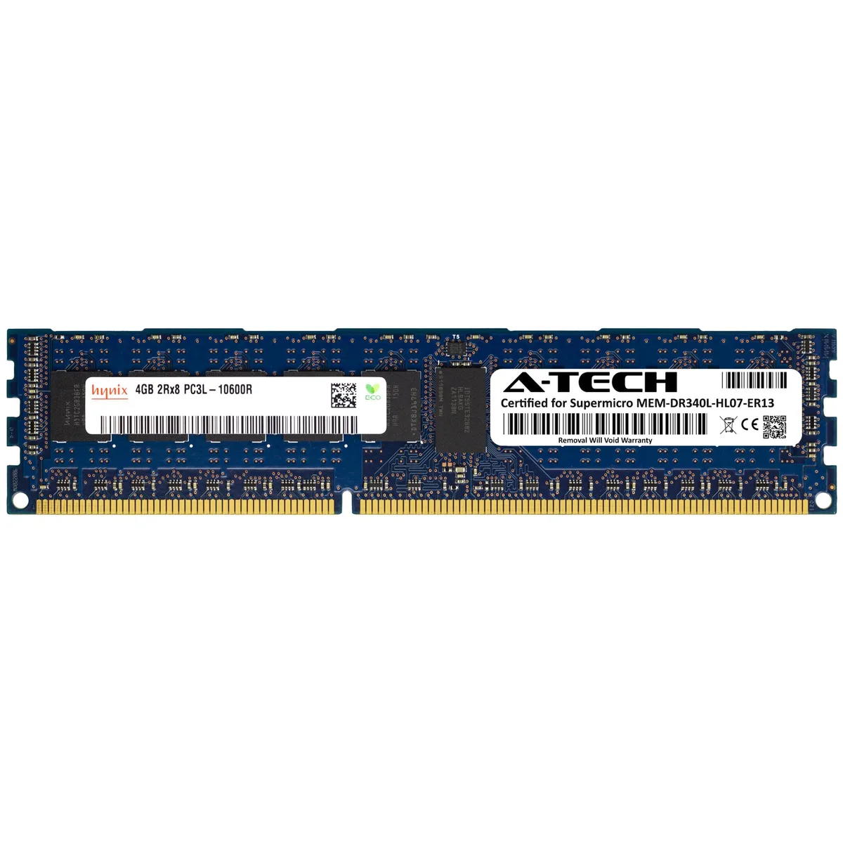 Green 240-pin DDR3L server memory module with black chips