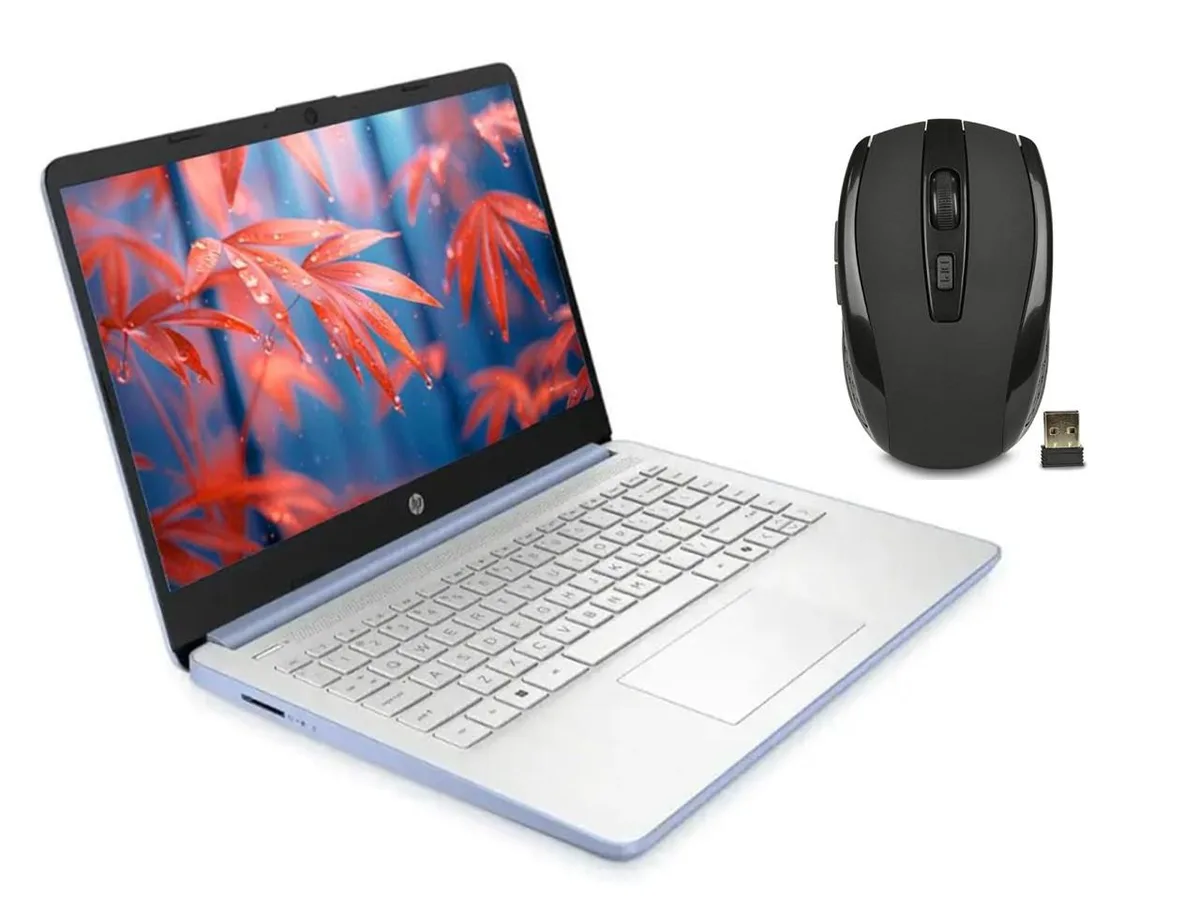 Sky blue 14-inch laptop, thin profile, matte finish, non-backlit keyboard, integrated webcam