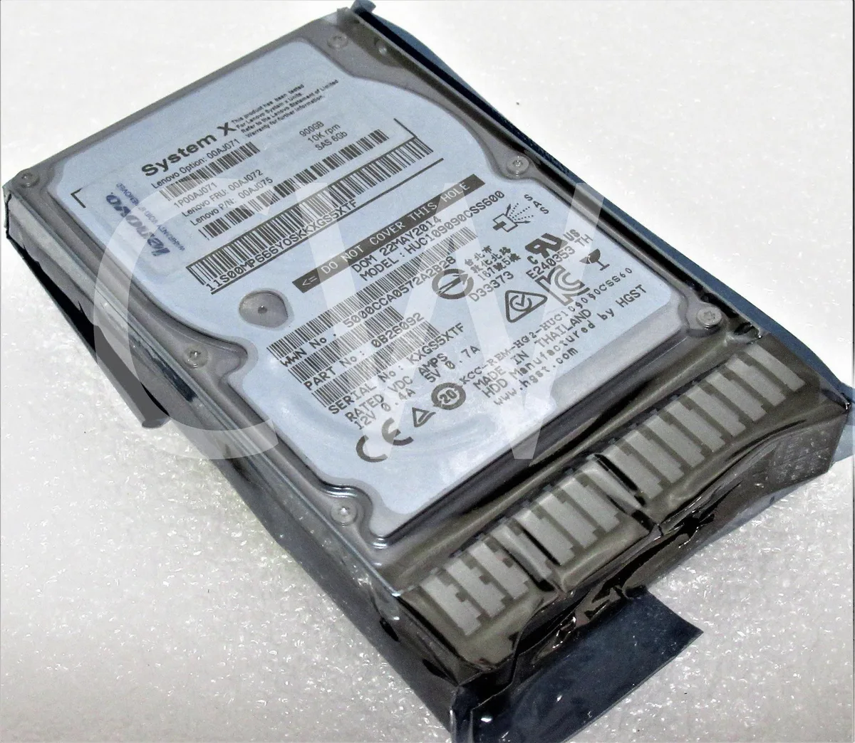 Silver 2.5 inch SAS hard drive in black caddy tray