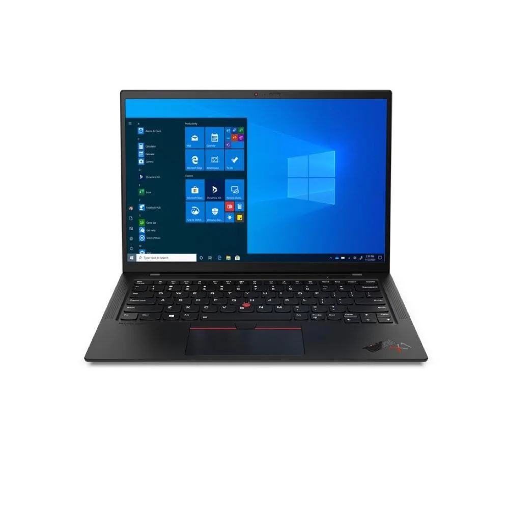 Black 14 inch carbon fibre laptop closed on a plain surface