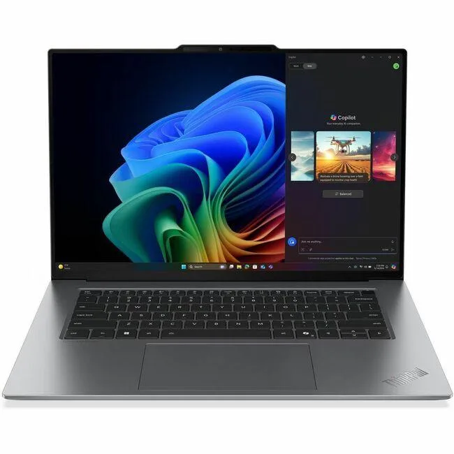 Gray 15.3 inch OLED touchscreen laptop with thin bezels and ThinkPad branding