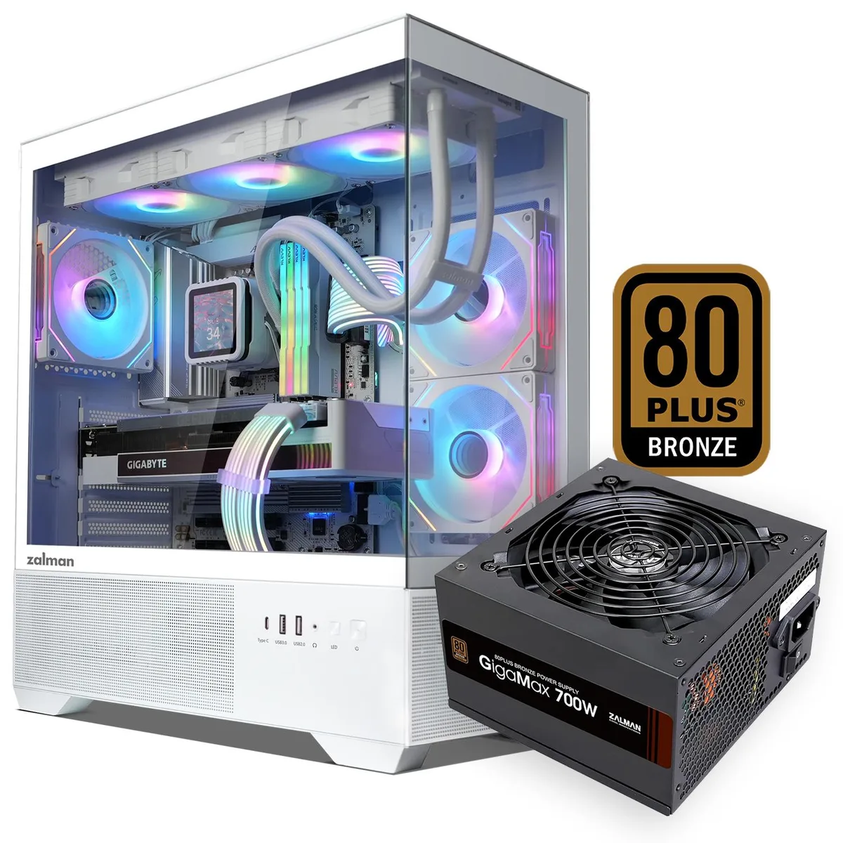 Zalman Zalman Chronix ATX PC Case White 3×120mm ARGB 700W 80+ Bronze PSU — photo du produit