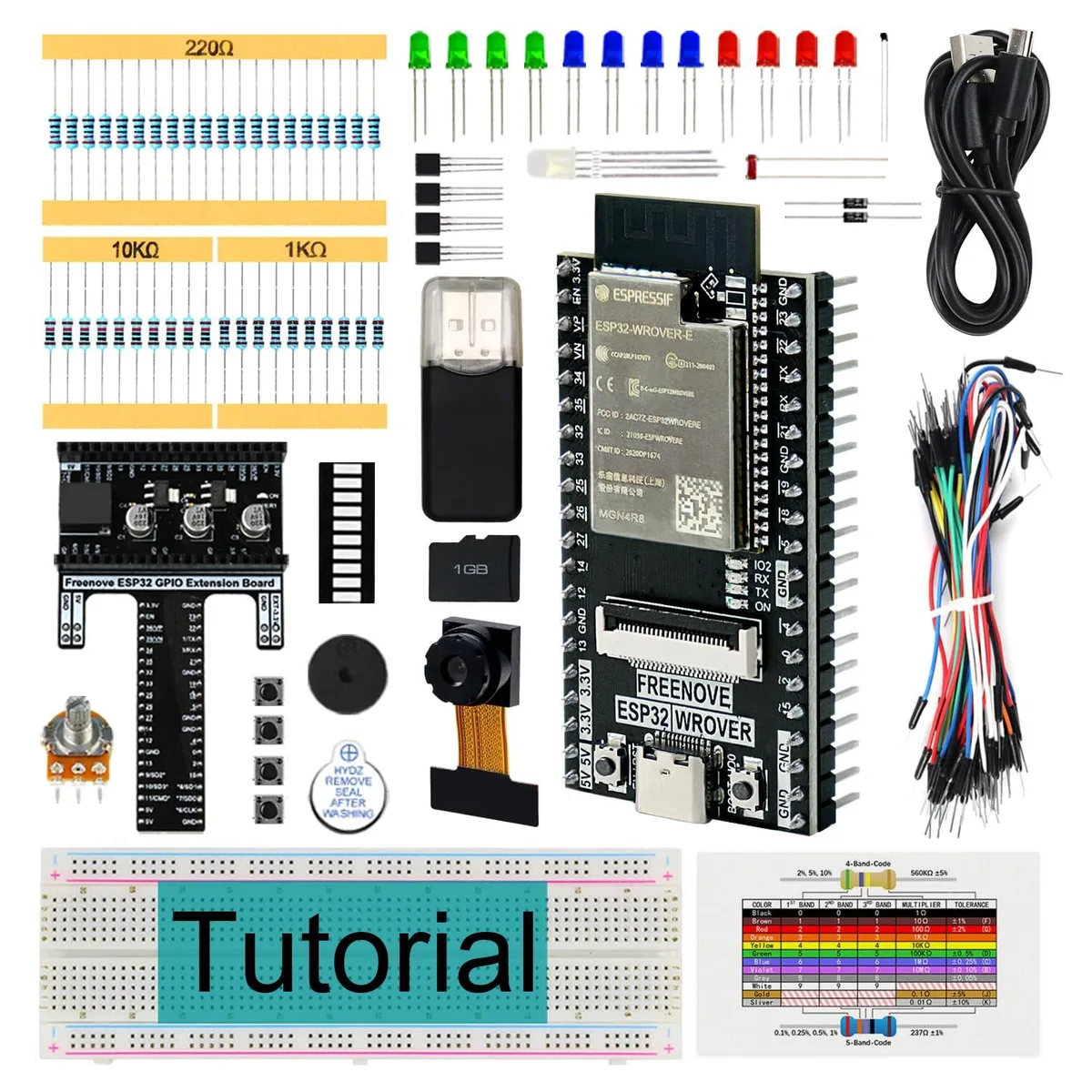 KEHIPI KEHIPI Basic Starter Kit for ESP32 CAM 141 Items 58 Projects — produktfoto