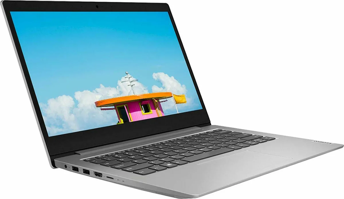 Gray 14-inch Lenovo IdeaPad 1 laptop with matte finish