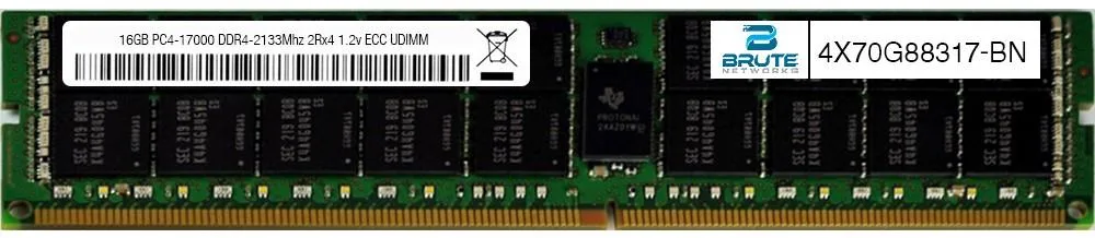 Brute Networks Brute Networks 16GB DDR4-2133 ECC UDIMM 2Rx8 1.2V CL15 4X70G88317-BN — photo du produit