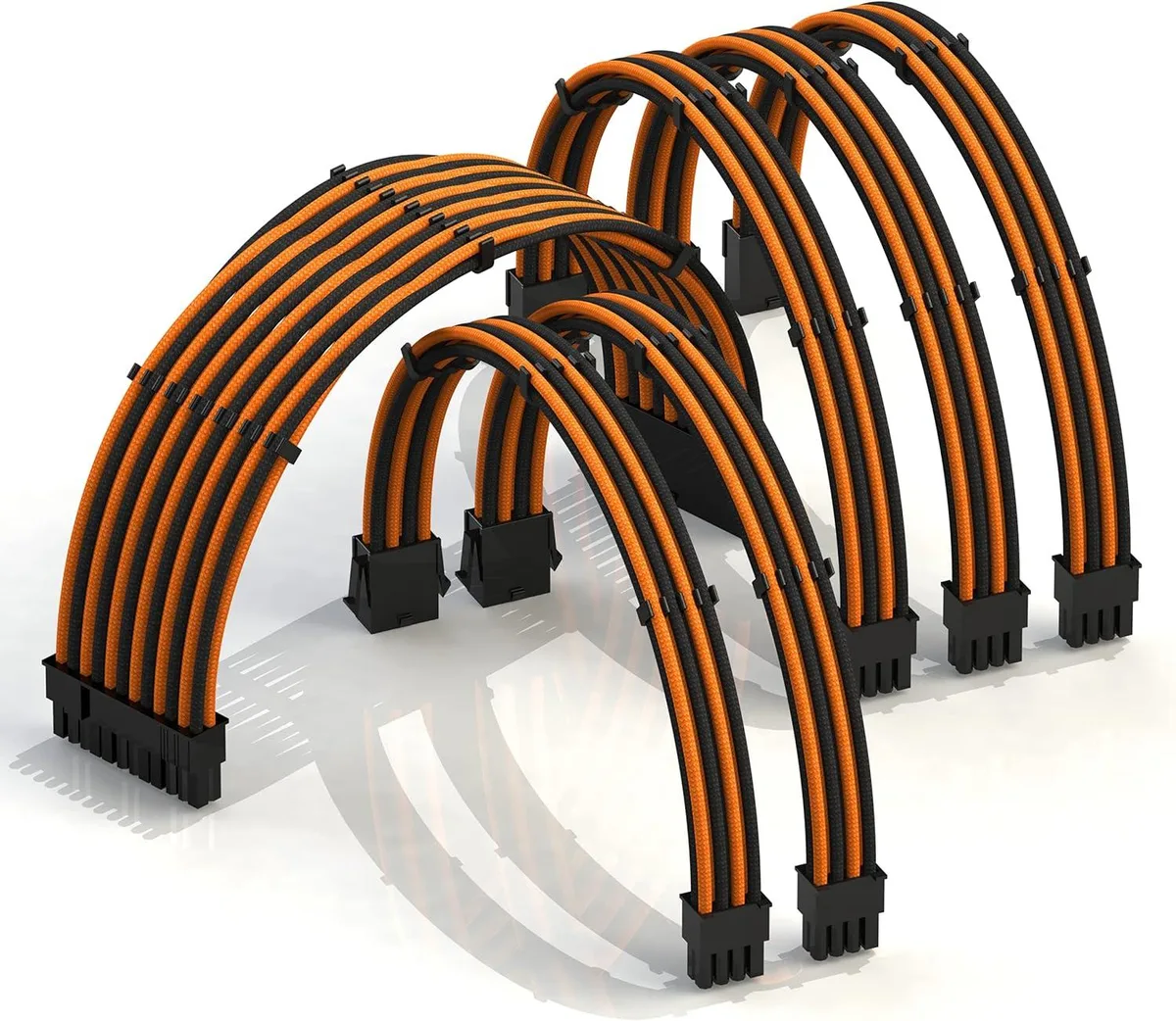 myVolts myVolts 50cm PSU Cable Extension Kit 1x 24-Pin 2x 8-Pin CPU 3x 8-Pin GPU Orange Black — product photo