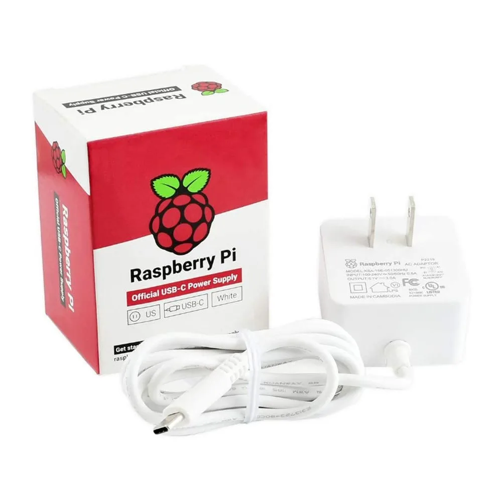 Raspberry Pi Raspberry Pi 4 Model B Official PSU USB-C 5.1V 3A US Plug White — fotografija izdelka