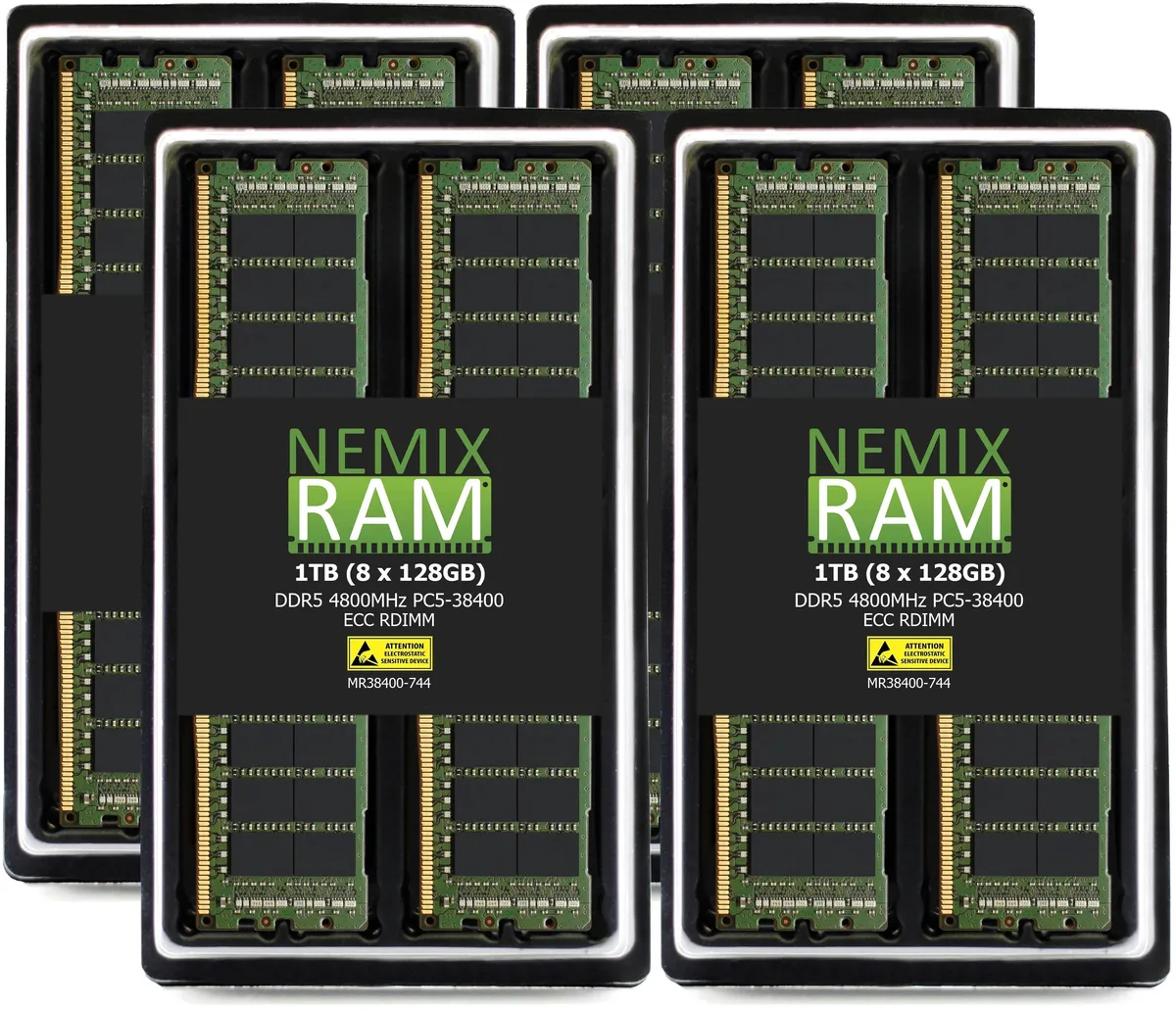 NEMIX RAM NEMIX RAM 1TB (8×128GB) DDR5 4800 CL40 4Rx4 ECC RDIMM server RAM — product photo