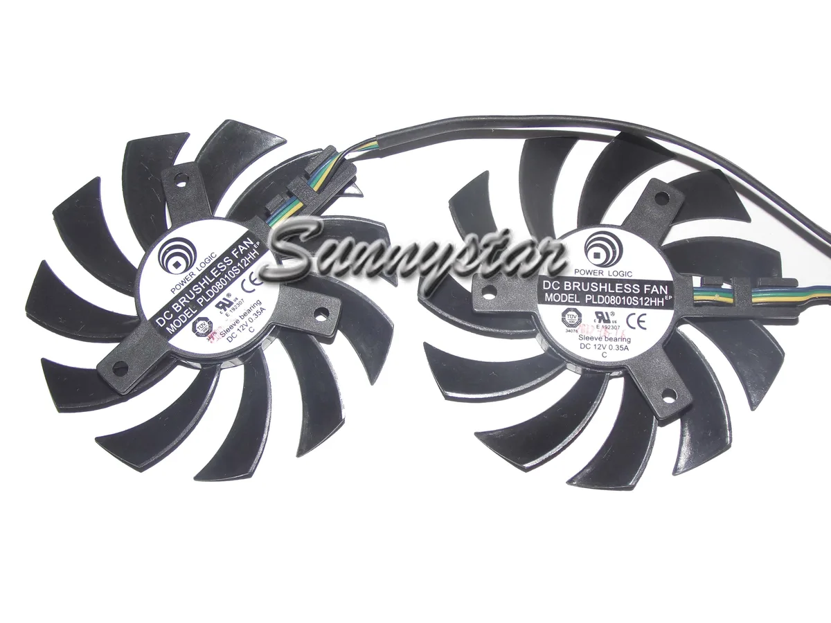 Two black 4-pin VGA fans with sleeve bearings
