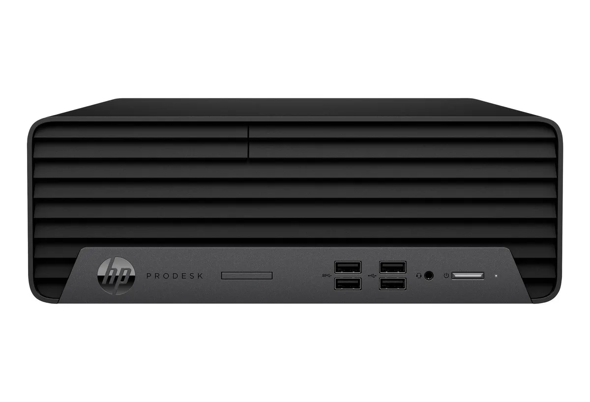 Compact black slim desktop tower with front USB ports