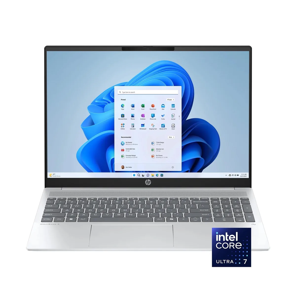 Silver 16-inch 2K touchscreen laptop with thin bezels