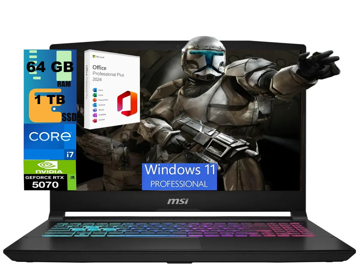 Black MSI Katana 15 laptop closed showing matte finish and slim profile