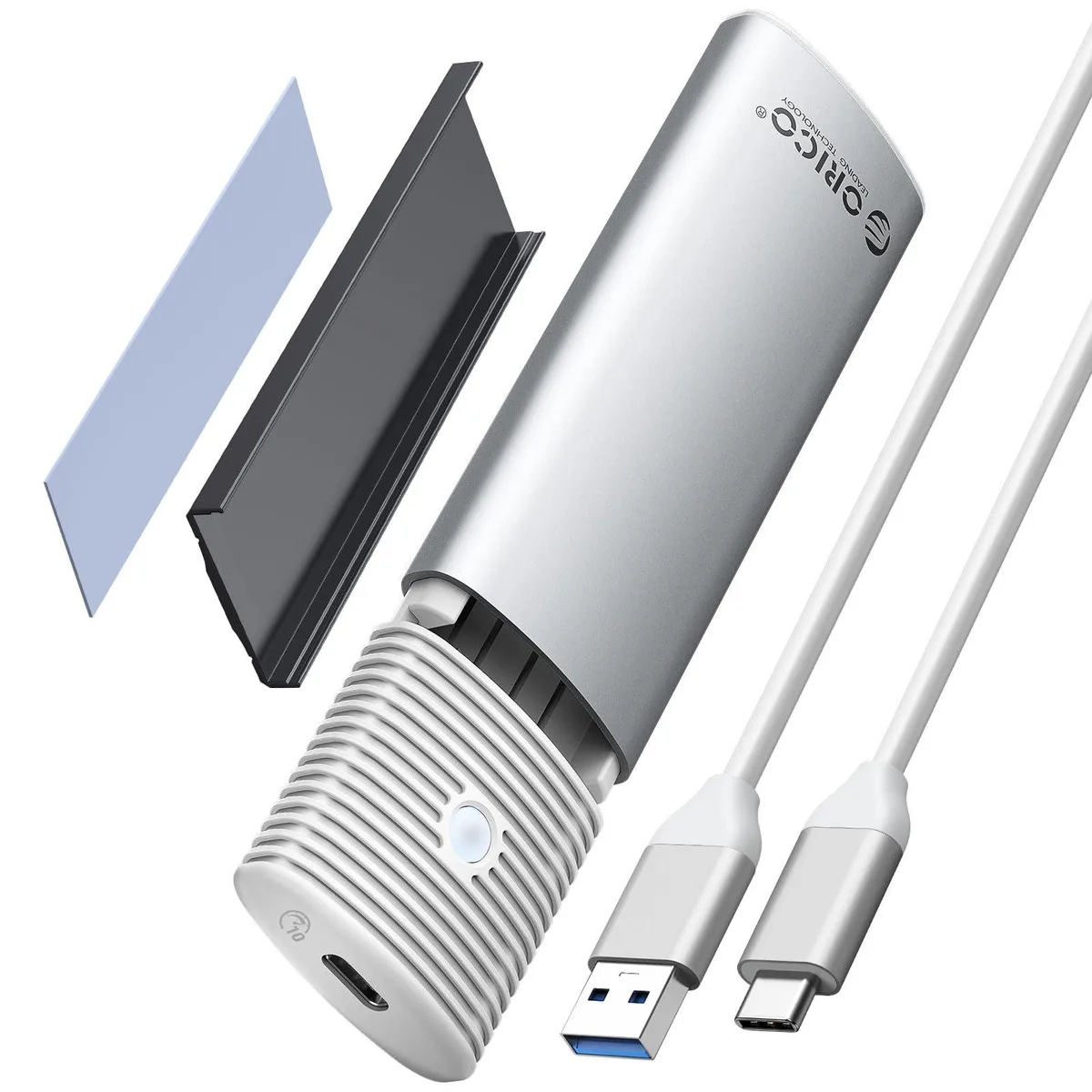  Orico M.2 NVMe SATA Enclosure 10Gbps USB-C 3.2 Gen 2 Aluminum Silver 2230-2280 — ภาพสินค้า