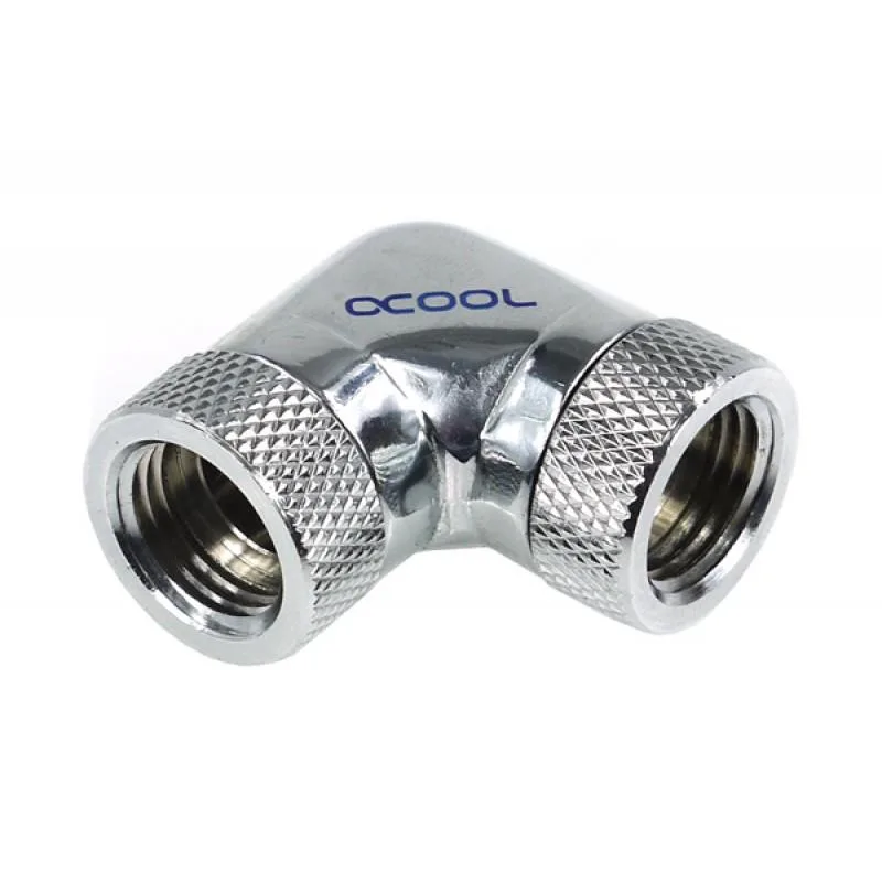 Chrome 90-degree revolvable female-to-female G1/4 liquid-cooling L-fitting