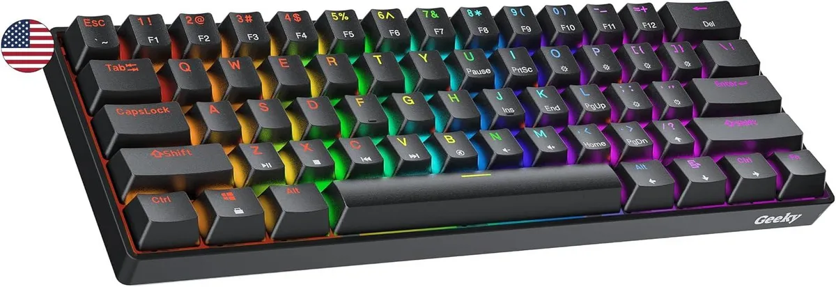 usbroway usbroway GK61 SE 60% 61-Key Mechanical Gaming Keyboard Brown Switches Black — produktbild