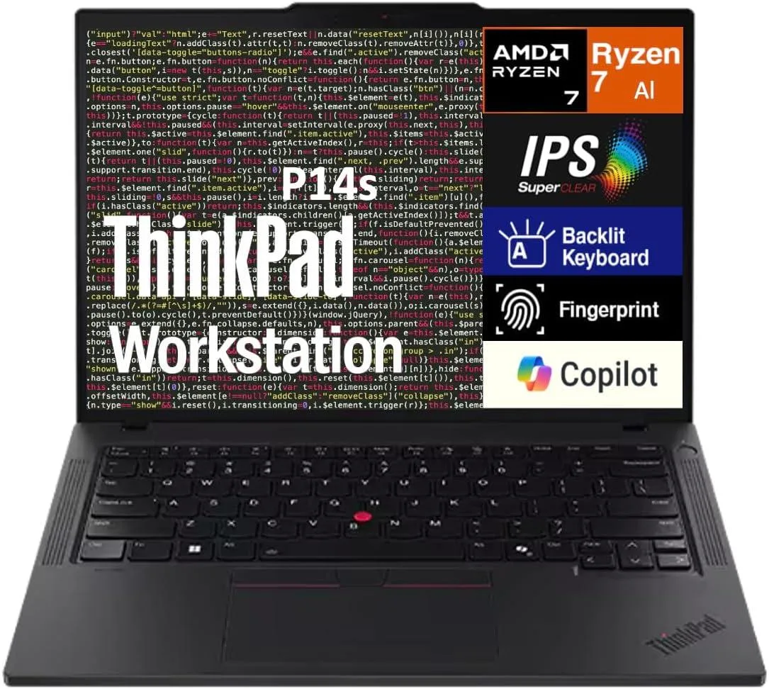 Black 14 inch ThinkPad P14s laptop closed on a flat surface