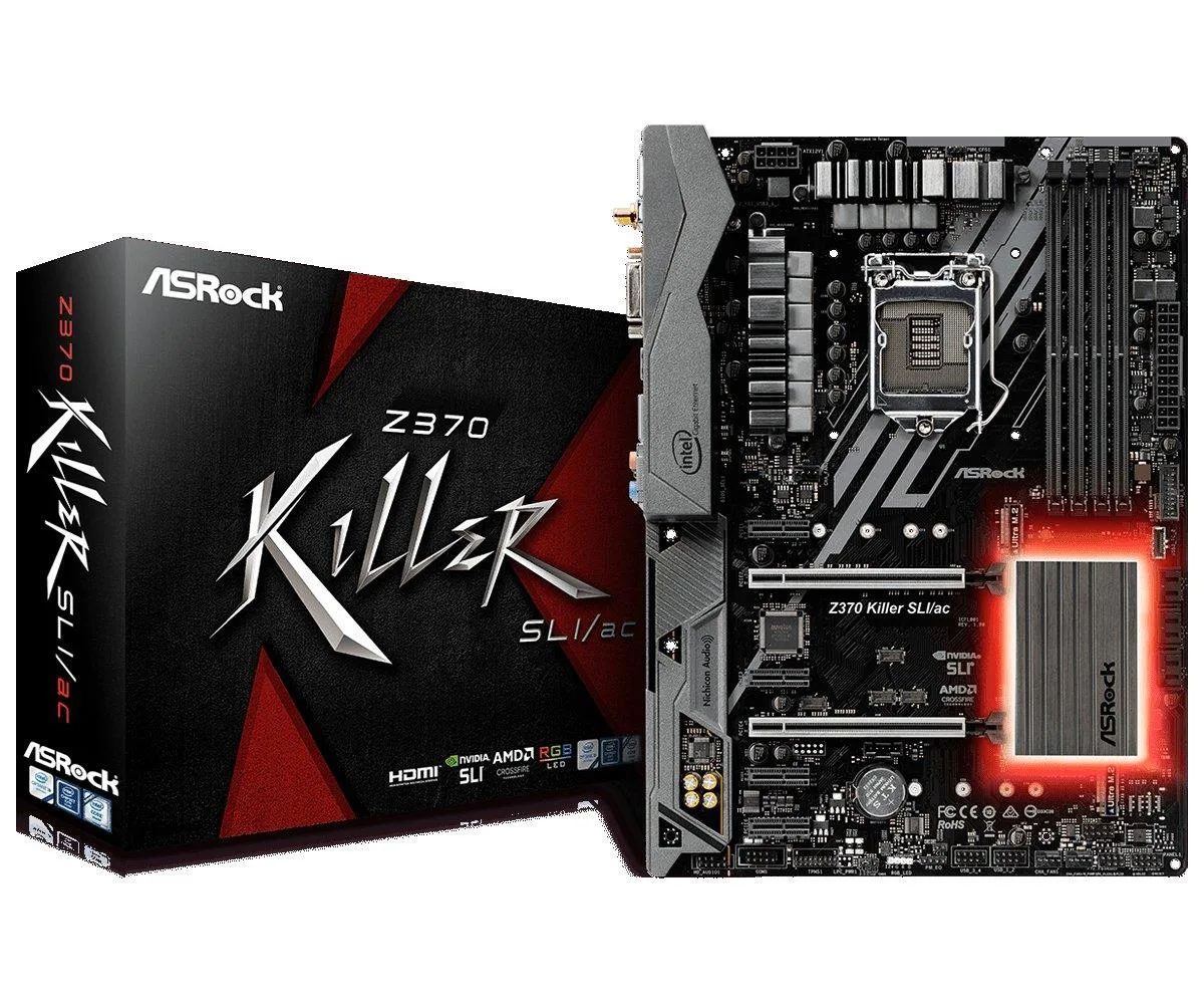 ATX motherboard dark PCB silver heatsinks RGB lighting