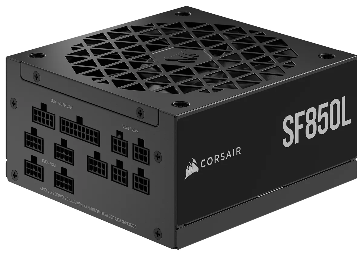 Black SFX-L power supply with 120 mm fan and modular cables