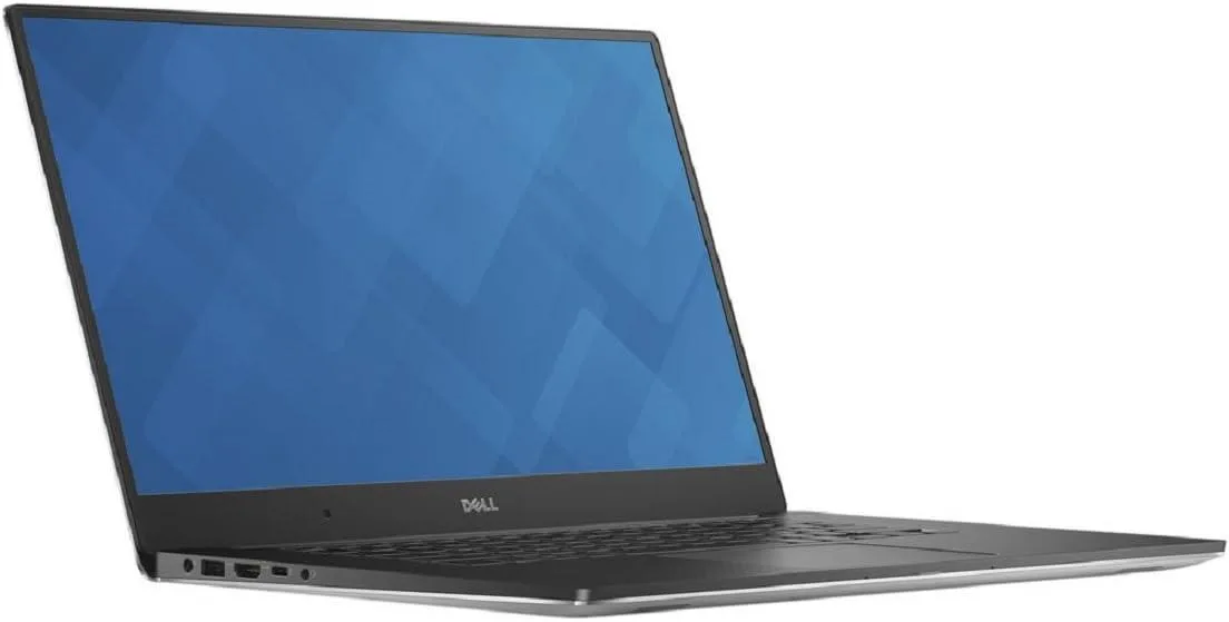 Silver Dell Precision 5520 laptop with 15.6 inch matte display, thin bezels, compact chassis