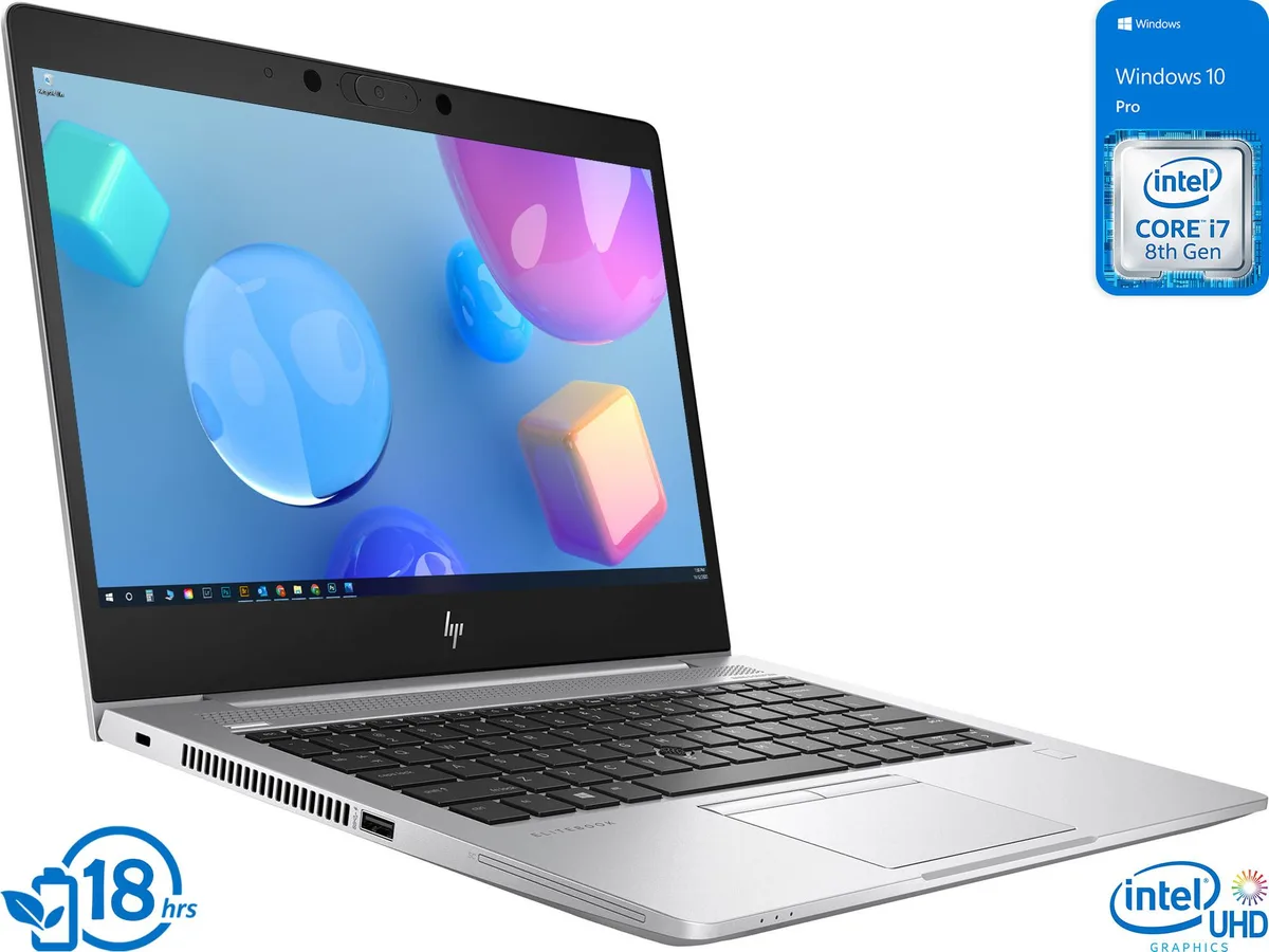 Silver 13.3 inch EliteBook 830 G6 laptop closed lid fingerprint reader visible