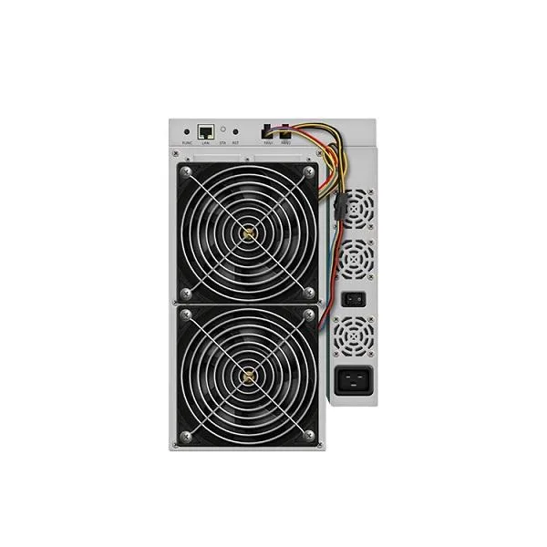 Rectangular metal mining unit with four front fans and integrated power supply