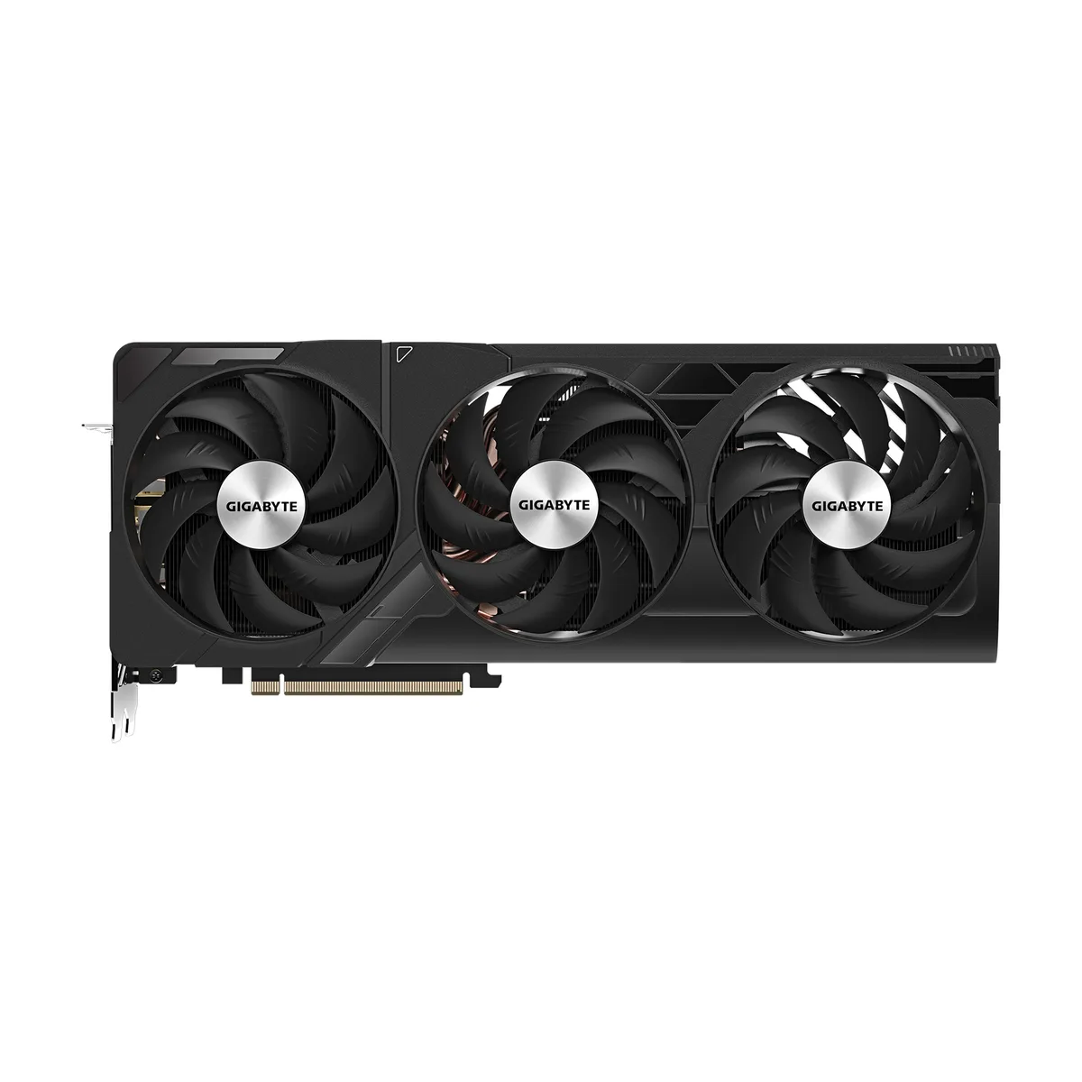 Refurbished GeForce RTX 4070 Ti SUPER card with three WINDFORCE fans and metal back plate