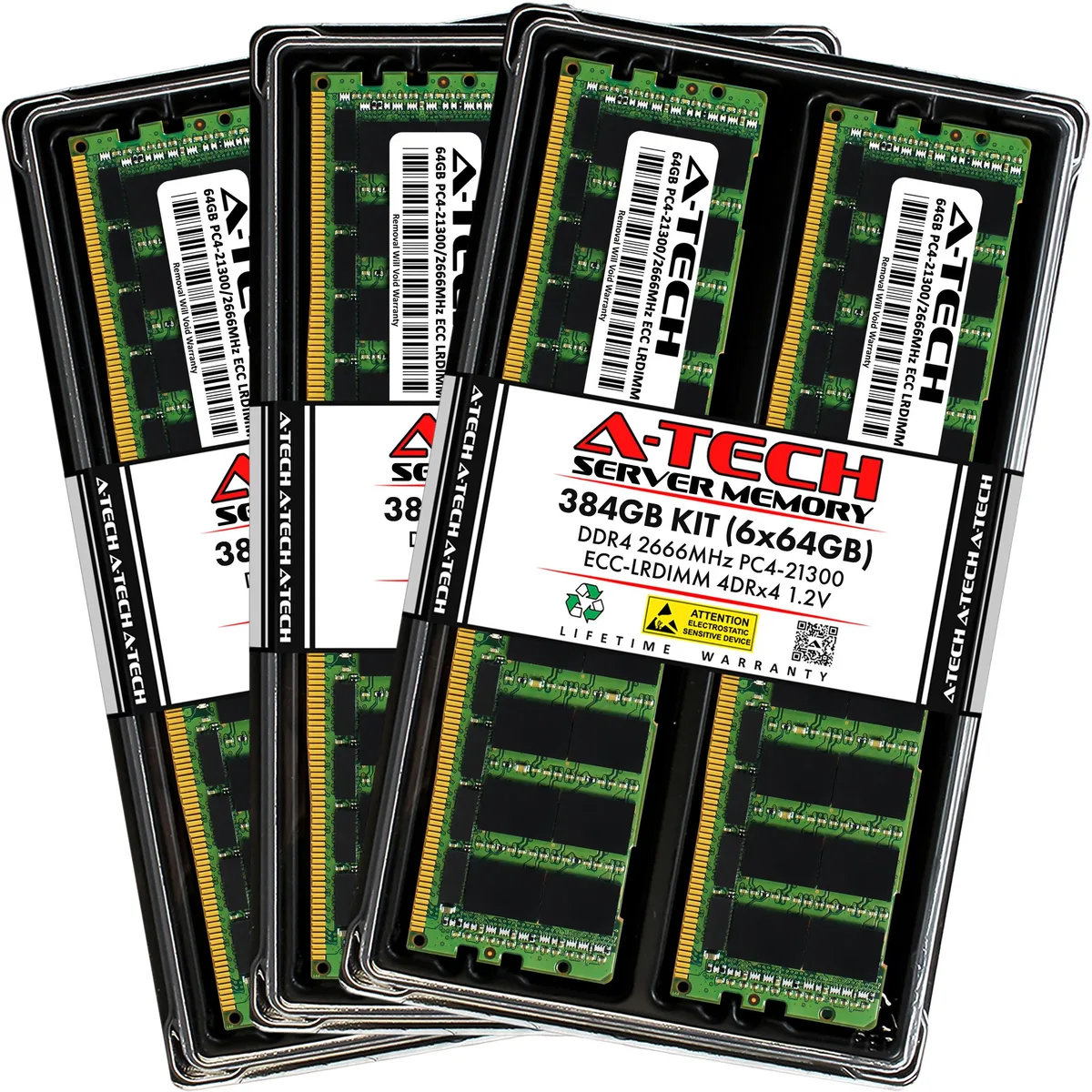 A-Tech A-Tech 384GB (6×64GB) DDR4 2666 ECC LRDIMM for Mac Pro 2019 8-Core memory upgrade — produktbild