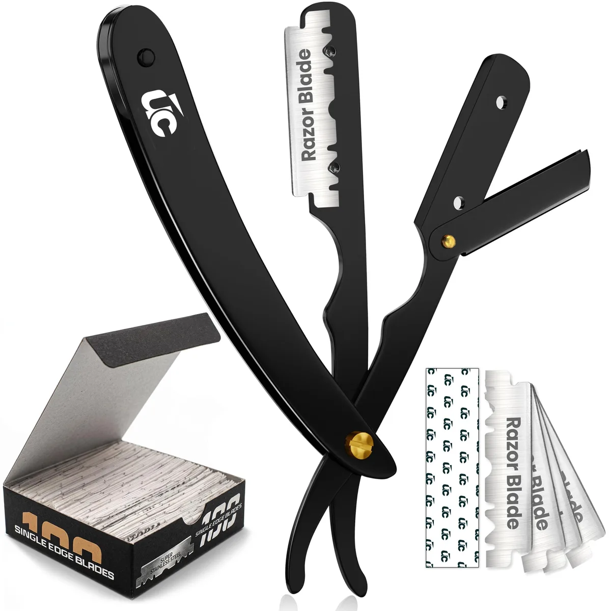  Utopia Care UC0081 straight razor black 100 blades — preces foto