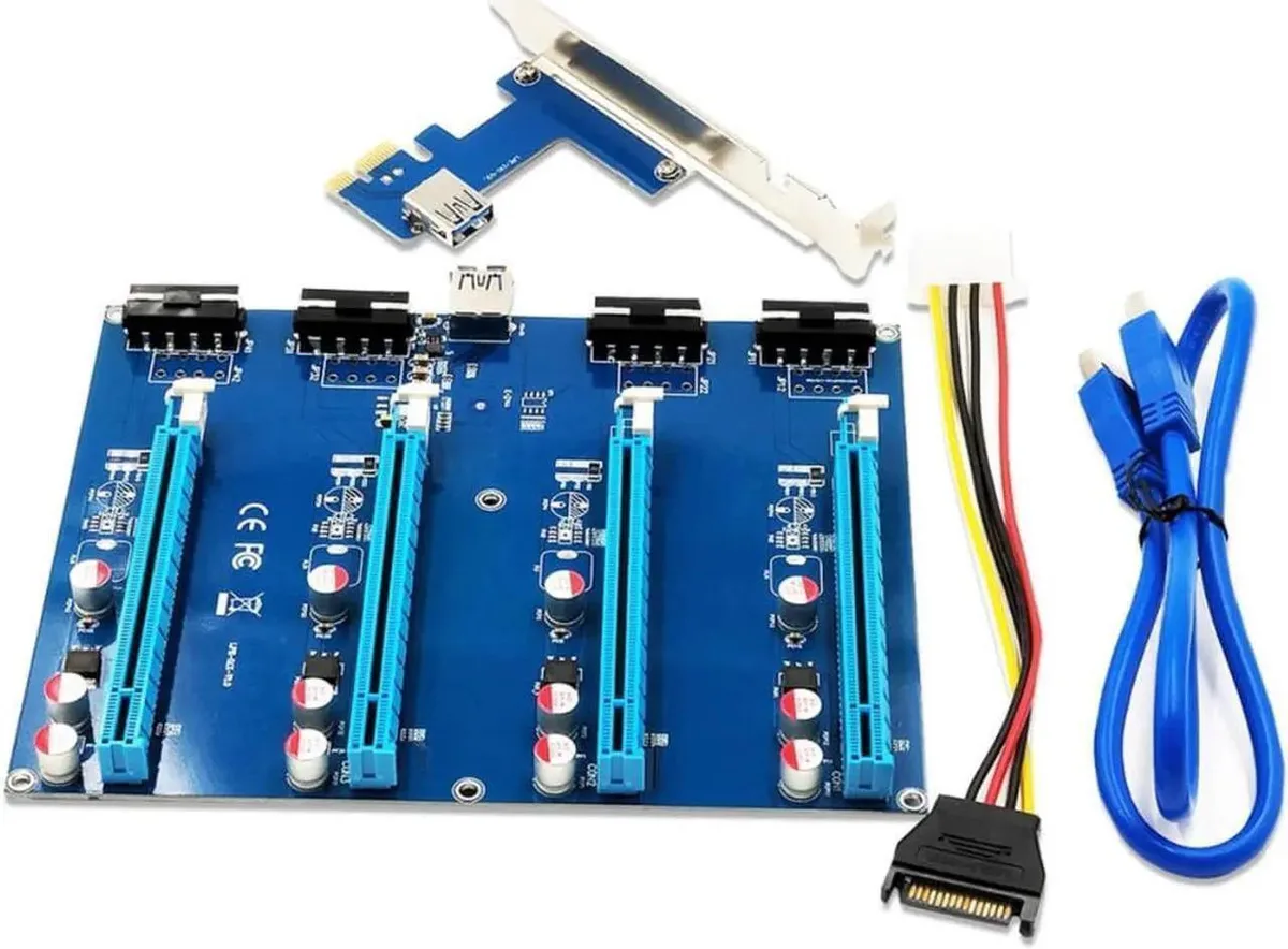 Vszerda Vszerda HXT-51X PCI-E 1 to 4 Riser Card with USB 3.0 Cable 60cm — produktbild