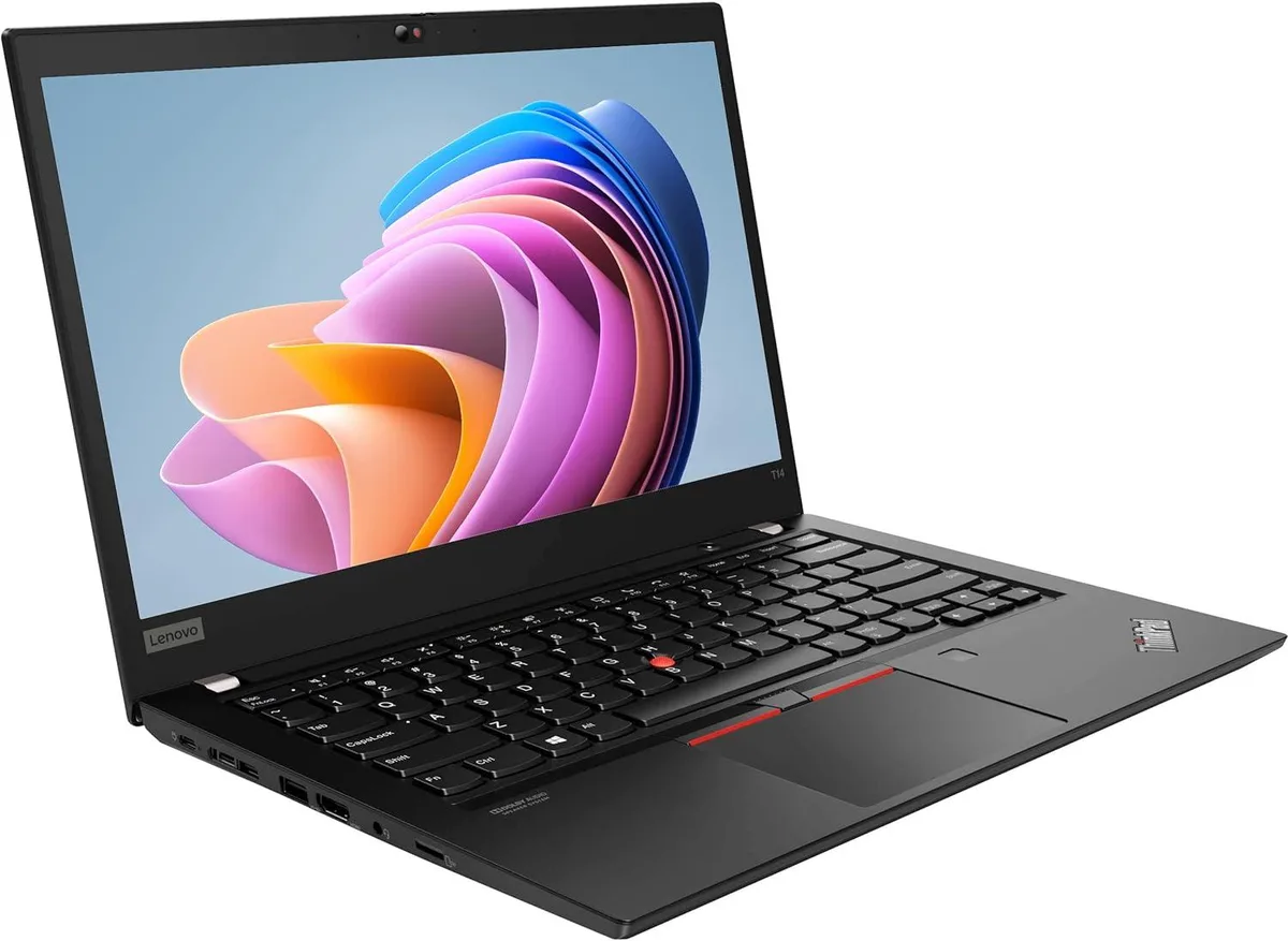 Black and silver 14 inch touchscreen laptop closed showing matte finish