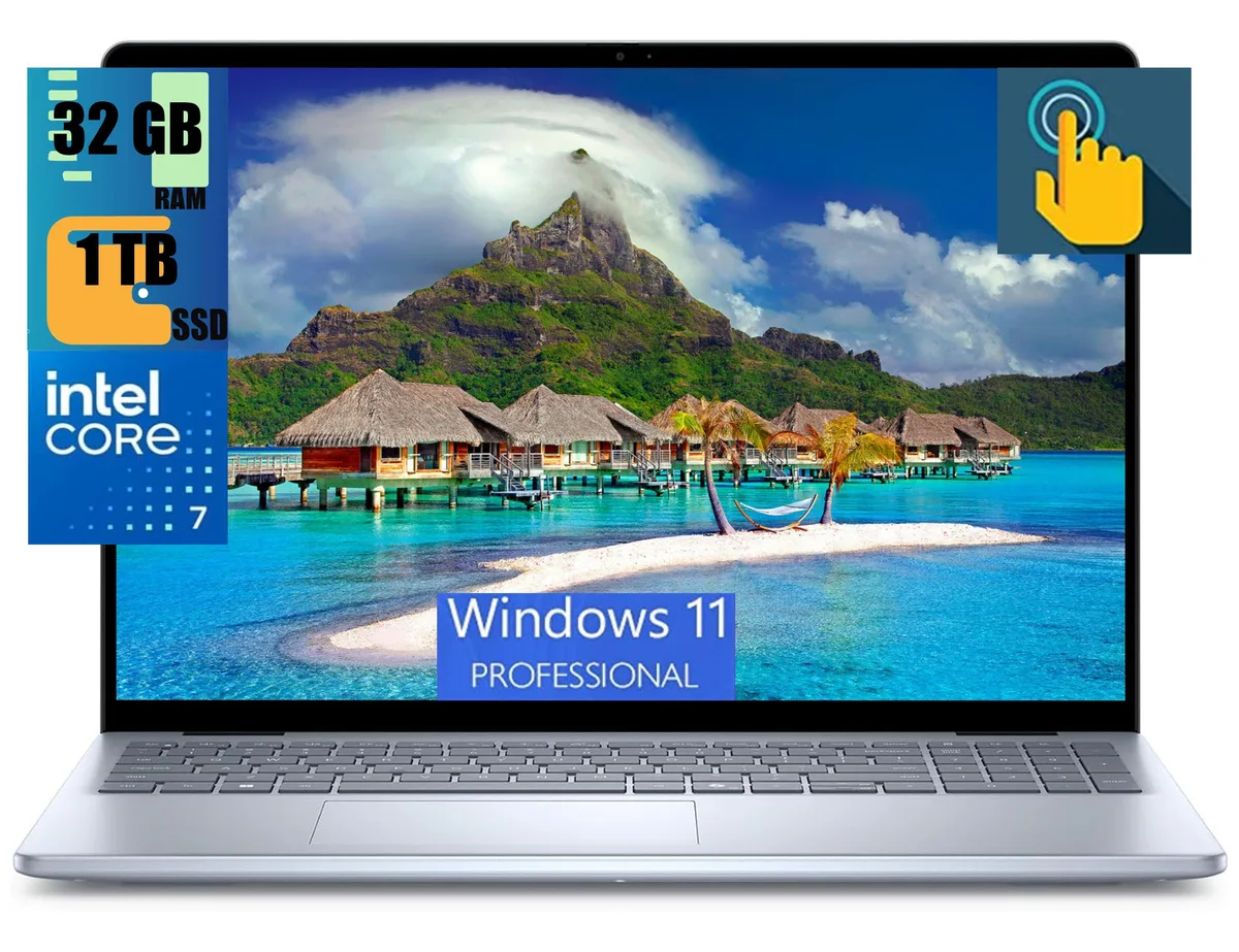 DELL DELL Inspiron 16 laptop 16" WUXGA touchscreen Intel Core 7 150U 10-core 32GB DDR4 1TB PCIe SSD Ice Blue — photo du produit