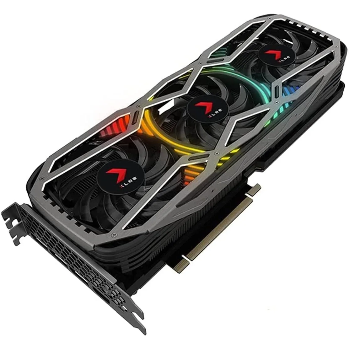 PNY GeForce RTX 3070 triple-fan graphics card with RGB lighting