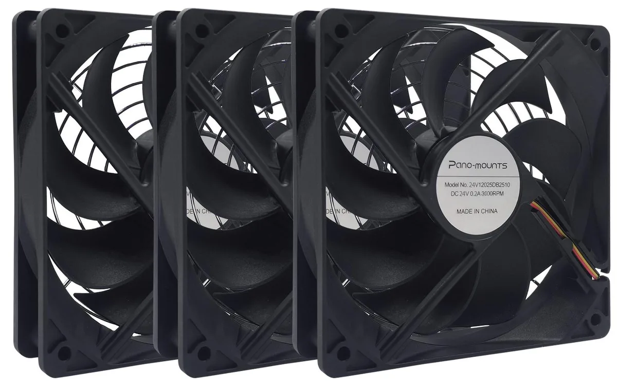 PANO-MOUNTS PANO-MOUNTS 3-Pack 120mm 24V 3000RPM Case Fan 3-Pin Dual Ball Bearing 101CFM — صورة المنتج