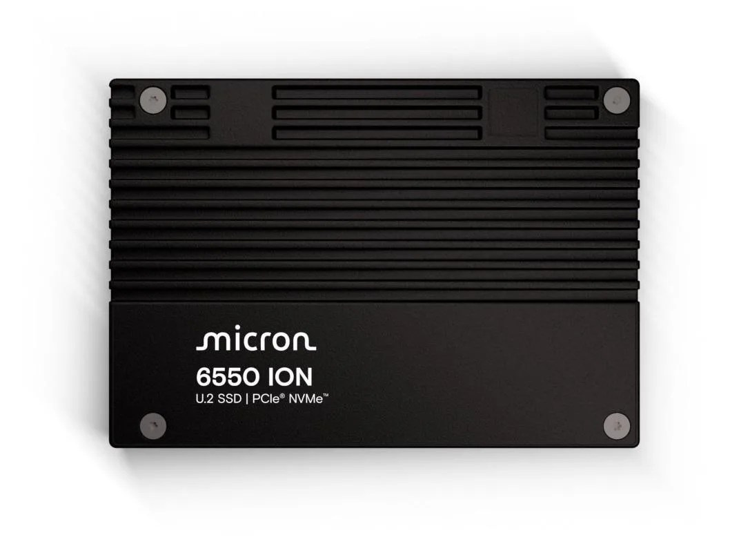 A 15 mm thick U.2 enterprise SSD with a bare circuit board and silver label