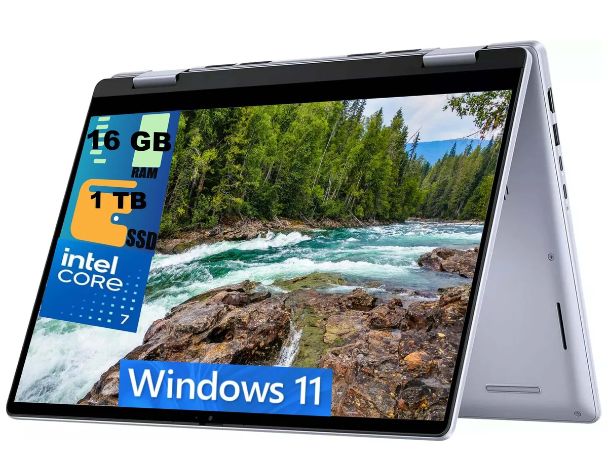 Ice Blue 14 inch 2-in-1 laptop with touchscreen display and backlit keyboard
