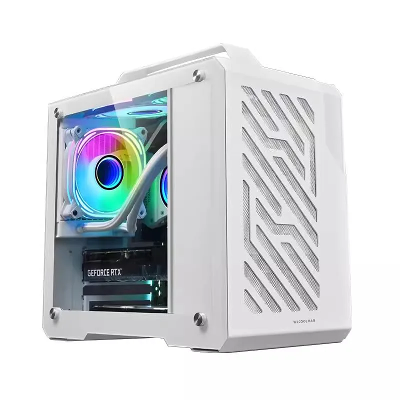 BFKK BFKK Small Computer Case Aluminum ITX/MATX Tempered Glass White — product photo