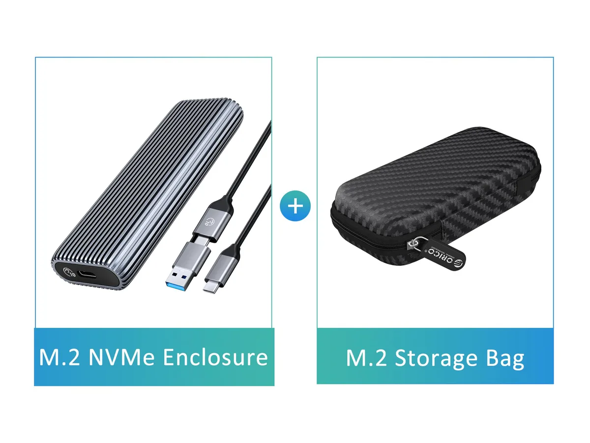 Orico Orico M.2 SATA drive enclosure USB 3.1 Type-C 10Gbps up to 4TB aluminium cooling vest C to C/A cable — 商品写真