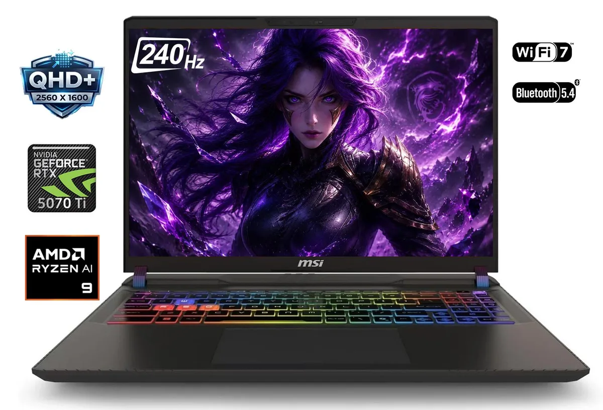MSI MSI Vector A16 16" QHD+ 240Hz RTX 5070 Ti Ryzen 9 8940HX 16GB 2TB gaming laptop — product photo