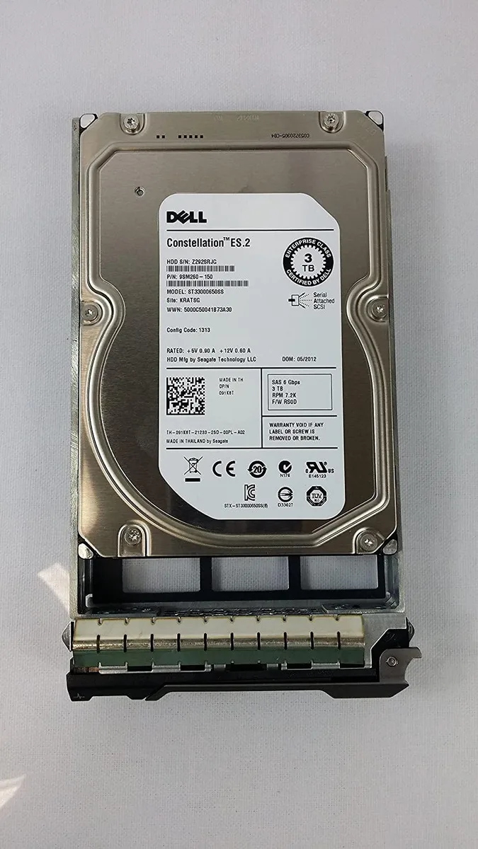 DELL DELL 91K8T 3 TB 7.2K RPM SAS 3.5" internal hard drive with tray — 商品写真