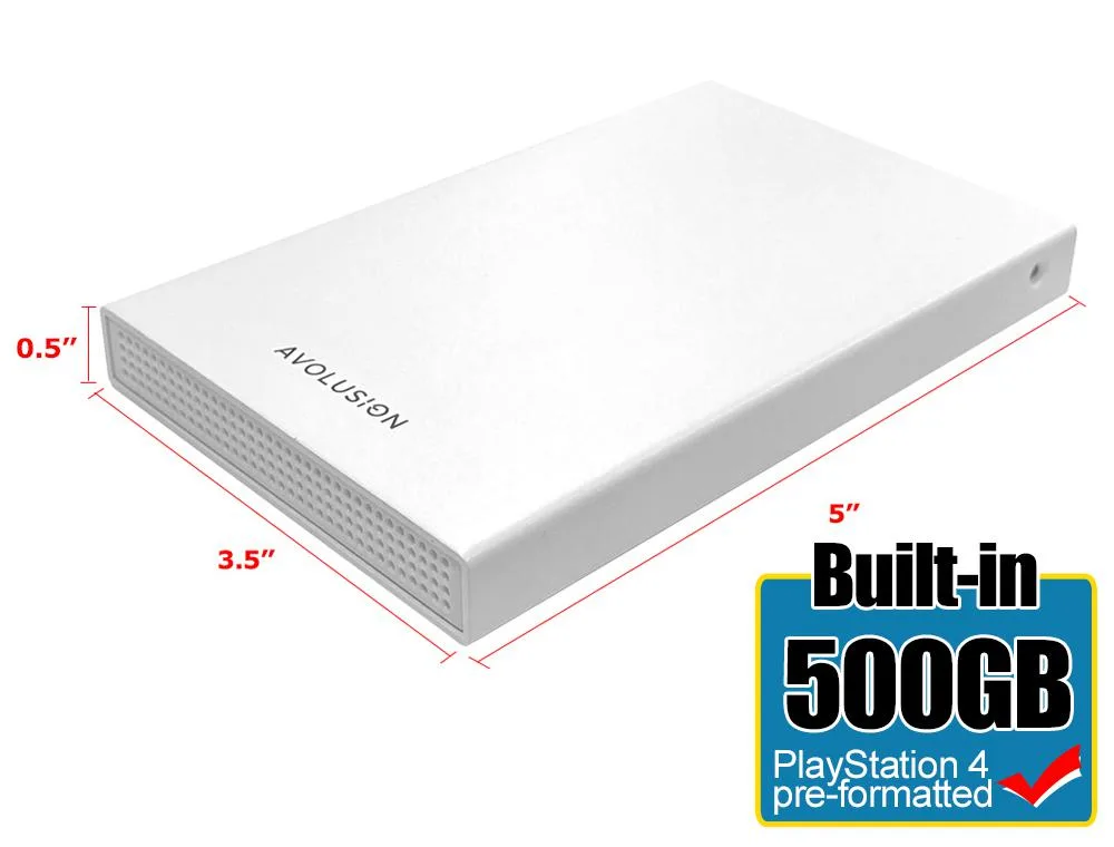 Avolusion Avolusion HD250U3-WH 500GB USB 3.0 portable hard drive PS4 White PS4 Pre-Formatted — снимка на продукта